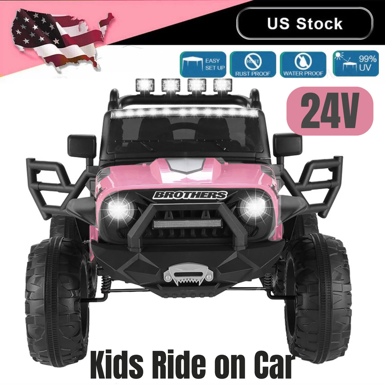 24V 2-Seater Kids Electric Ride-On Truck with 400W Motor Bluetooth and Remote Control - Image 15