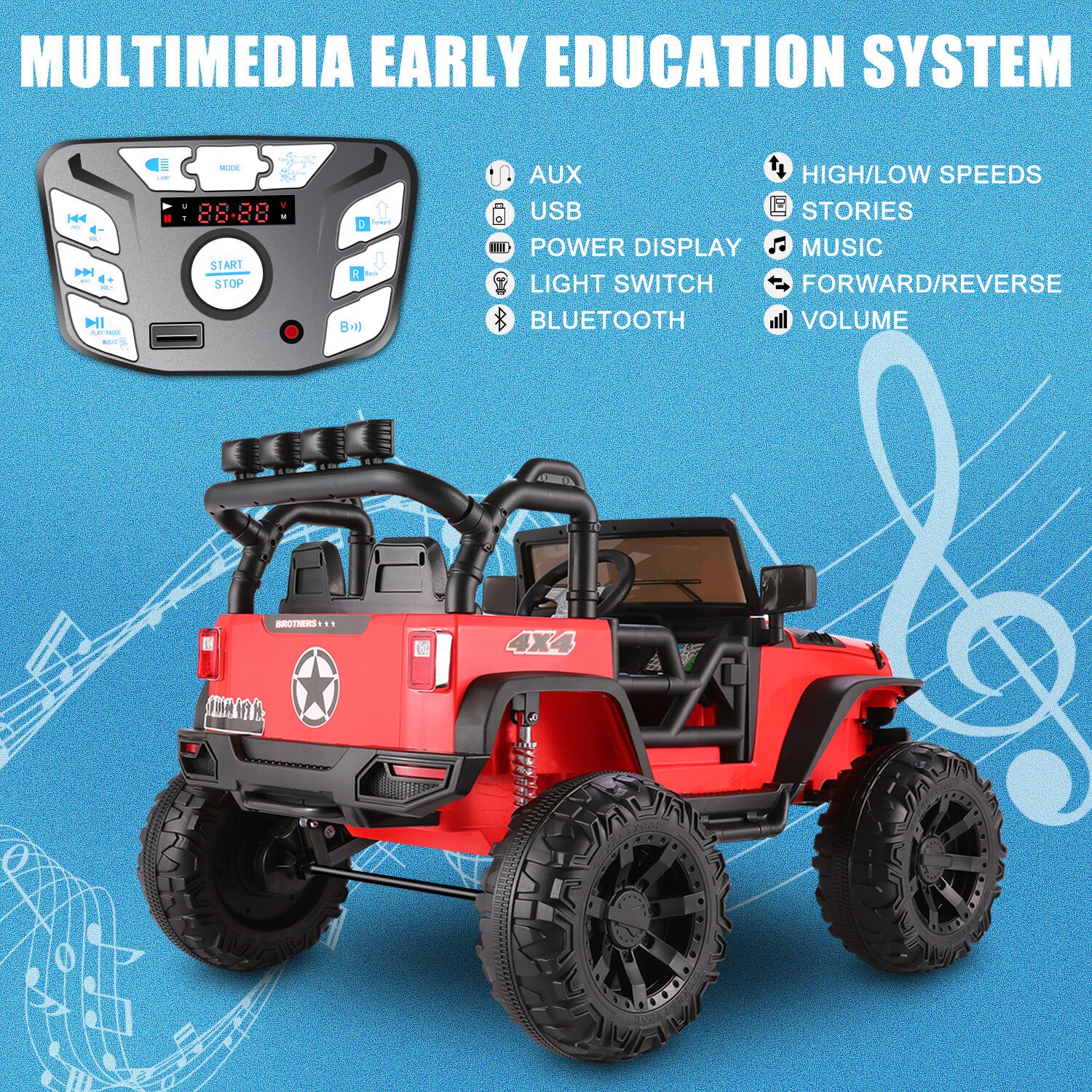 24V 2-Seater Kids Electric Ride-On Truck with 400W Motor Bluetooth and Remote Control - Image 3