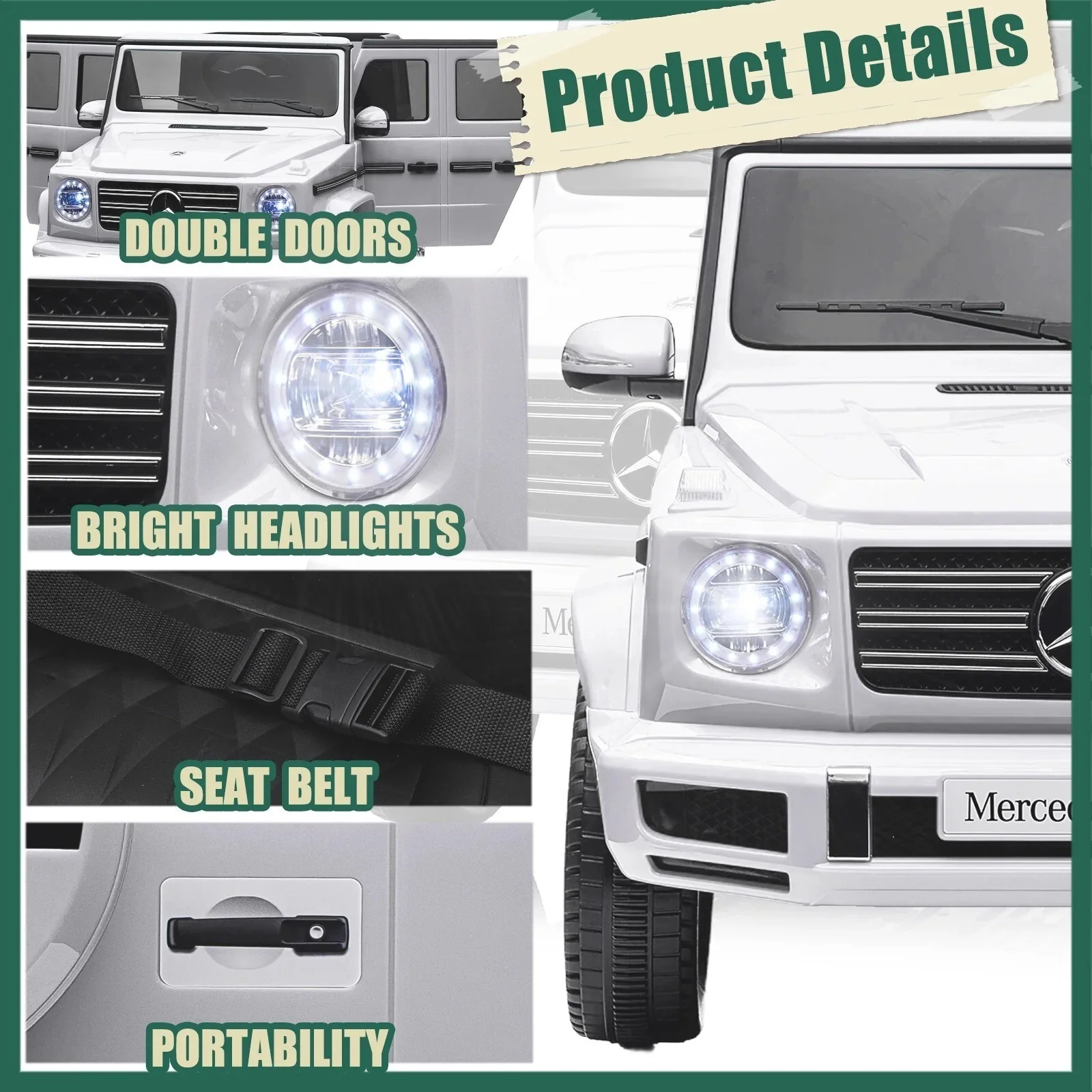 24V Kids Electric Ride-On Car Licensed Mercedes-Benz G500 with Remote Control - Image 4