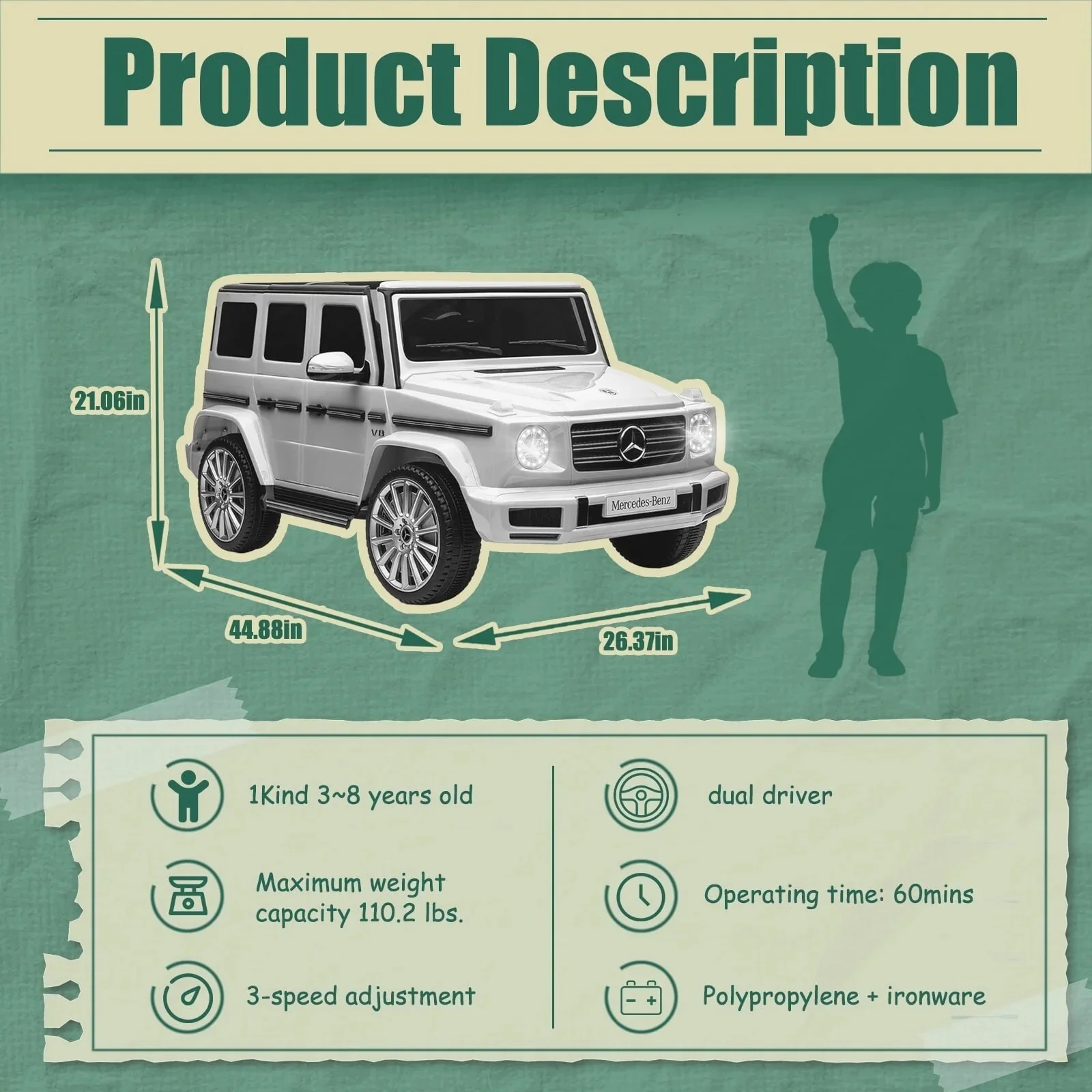 24V Kids Electric Ride-On Car Licensed Mercedes-Benz G500 with Remote Control - Image 6