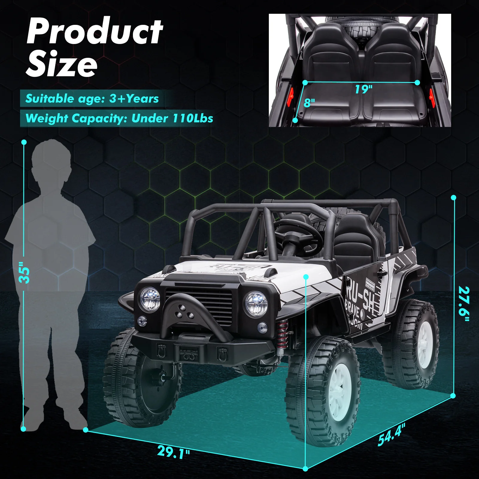 24V Kids 2-Seater Electric Ride-On Truck with Remote Control - Image 3