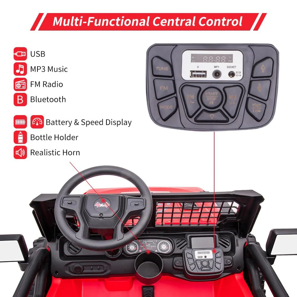 24V Kids Ride-On Car with Remote Control, 2 Seats, Extra Large 20" Wide Seat - Image 4