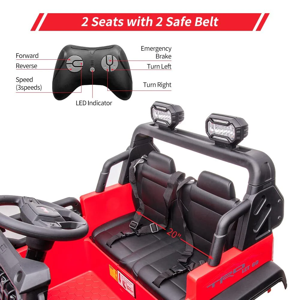 24V Kids Ride-On Car with Remote Control, 2 Seats, Extra Large 20" Wide Seat - Image 5