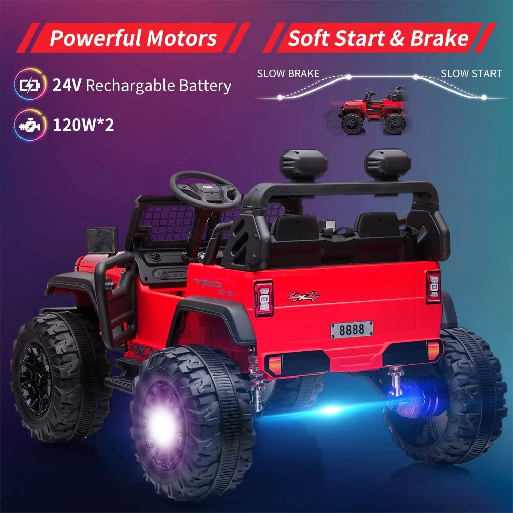 24V Kids Ride-On Car with Remote Control, 2 Seats, Extra Large 20" Wide Seat - Image 6