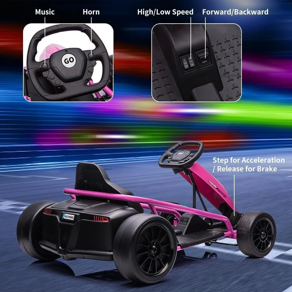 24V Kids Ride-On Go Kart with 8 MPH Speed, Drifting Feature, 155 lbs Load Capacity, Dual 300W Motors - Image 6