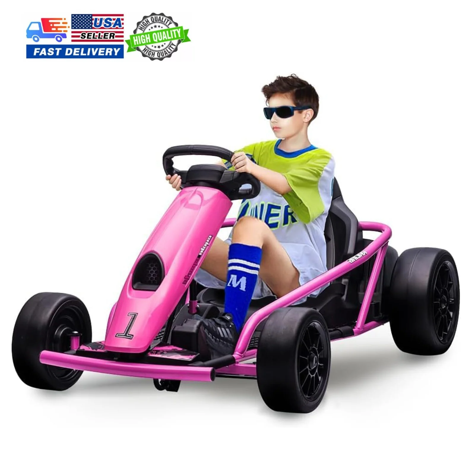 24V Kids Ride-On Go Kart with 8 MPH Speed, Drifting Feature, 155 lbs Load Capacity, Dual 300W Motors - Image 8