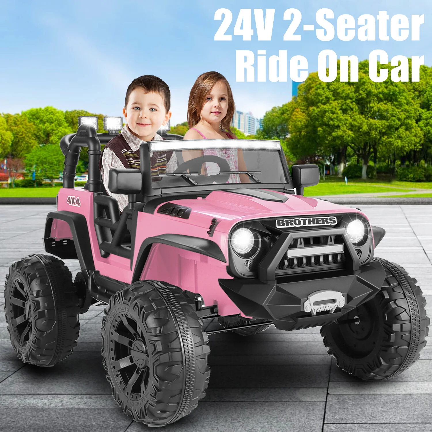 24V Electric Kids Ride-On Jeep Truck Car with 400W Motor, 2 Seats, LED Lights, and Music - Image 13
