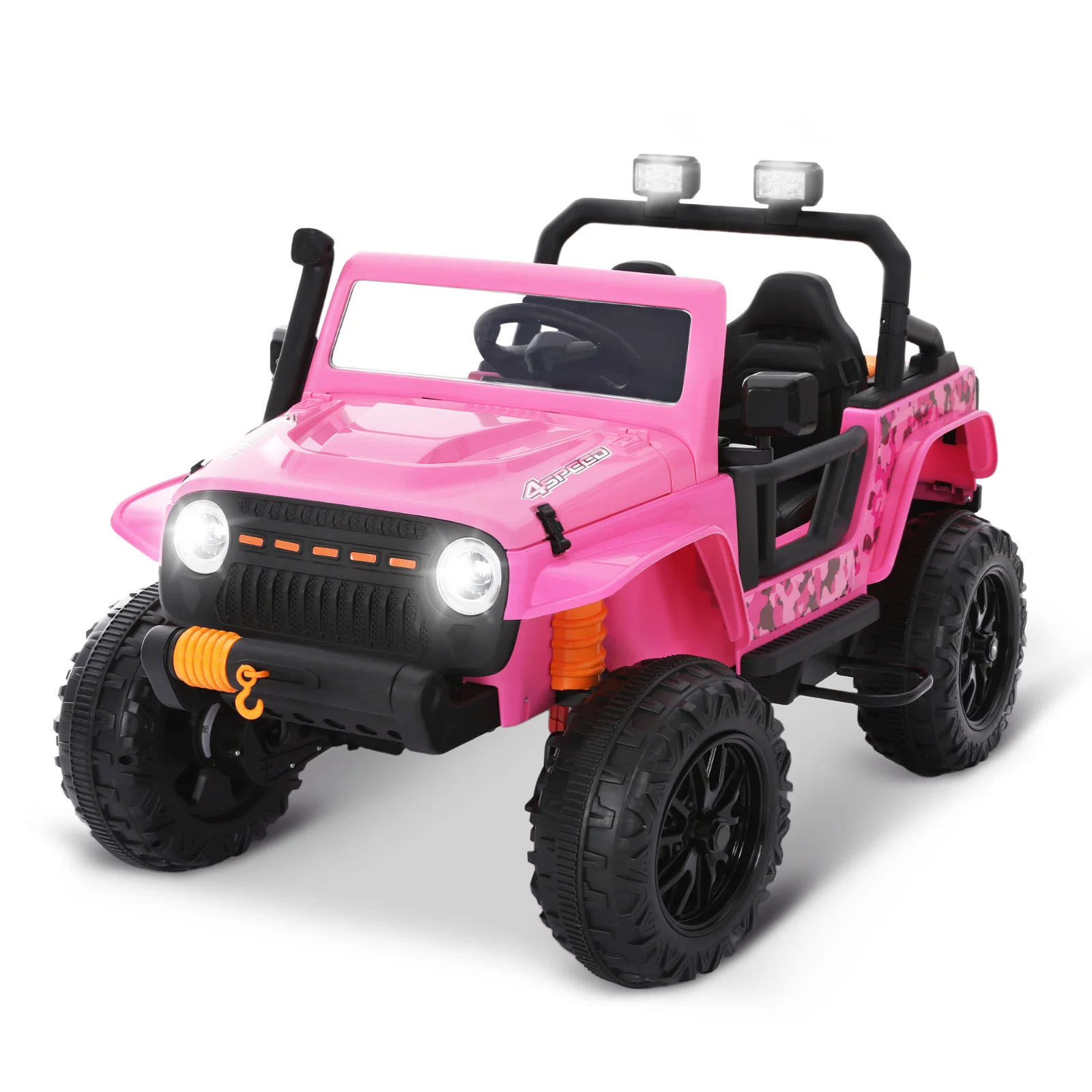 24V Electric Kids Ride-On Truck with Remote Control in Pink and Blue - Image 9