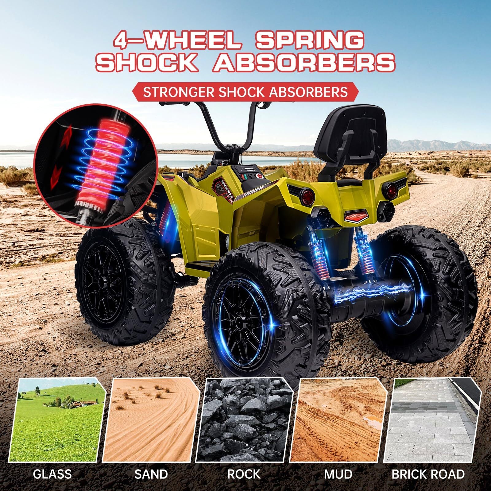 24V Electric Ride-On 4WD Off-Road ATV Quad 4-Wheeler Toy Vehicle - Image 37