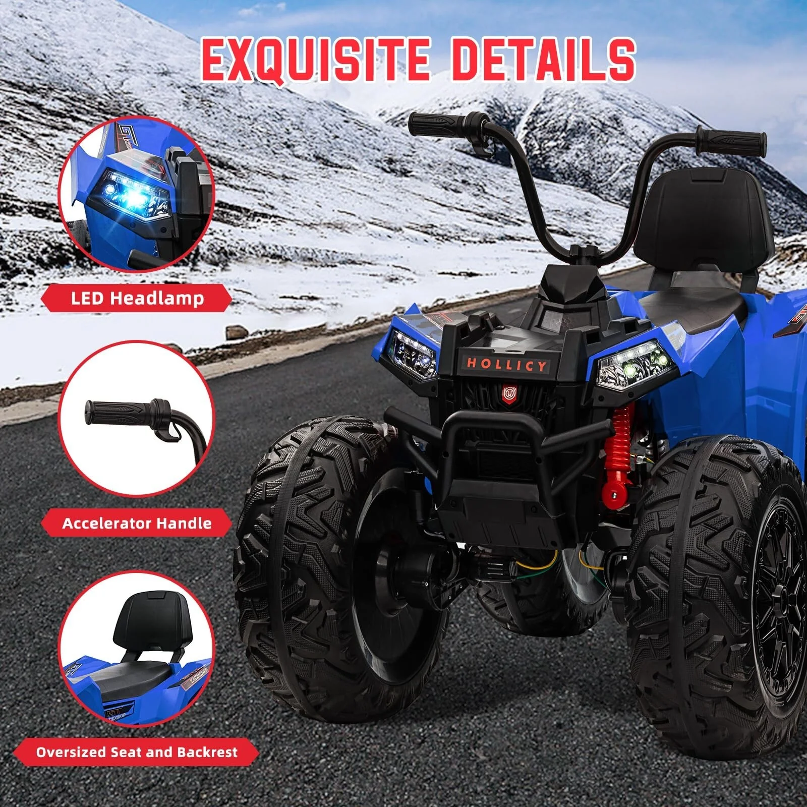 24V Electric Ride-On 4WD Off-Road ATV Quad 4-Wheeler Toy Vehicle - Image 43