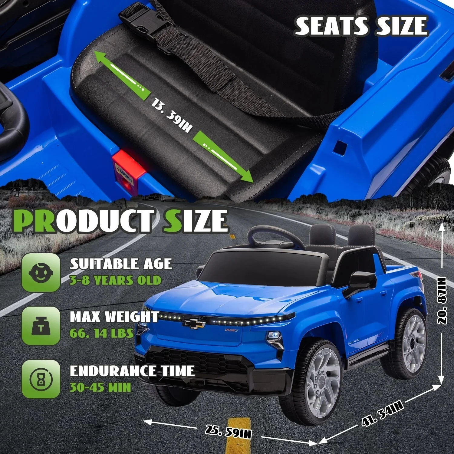 24V Licensed Chevrolet Silverado Electric Ride-On Truck with Remote Control for Kids - Image 16