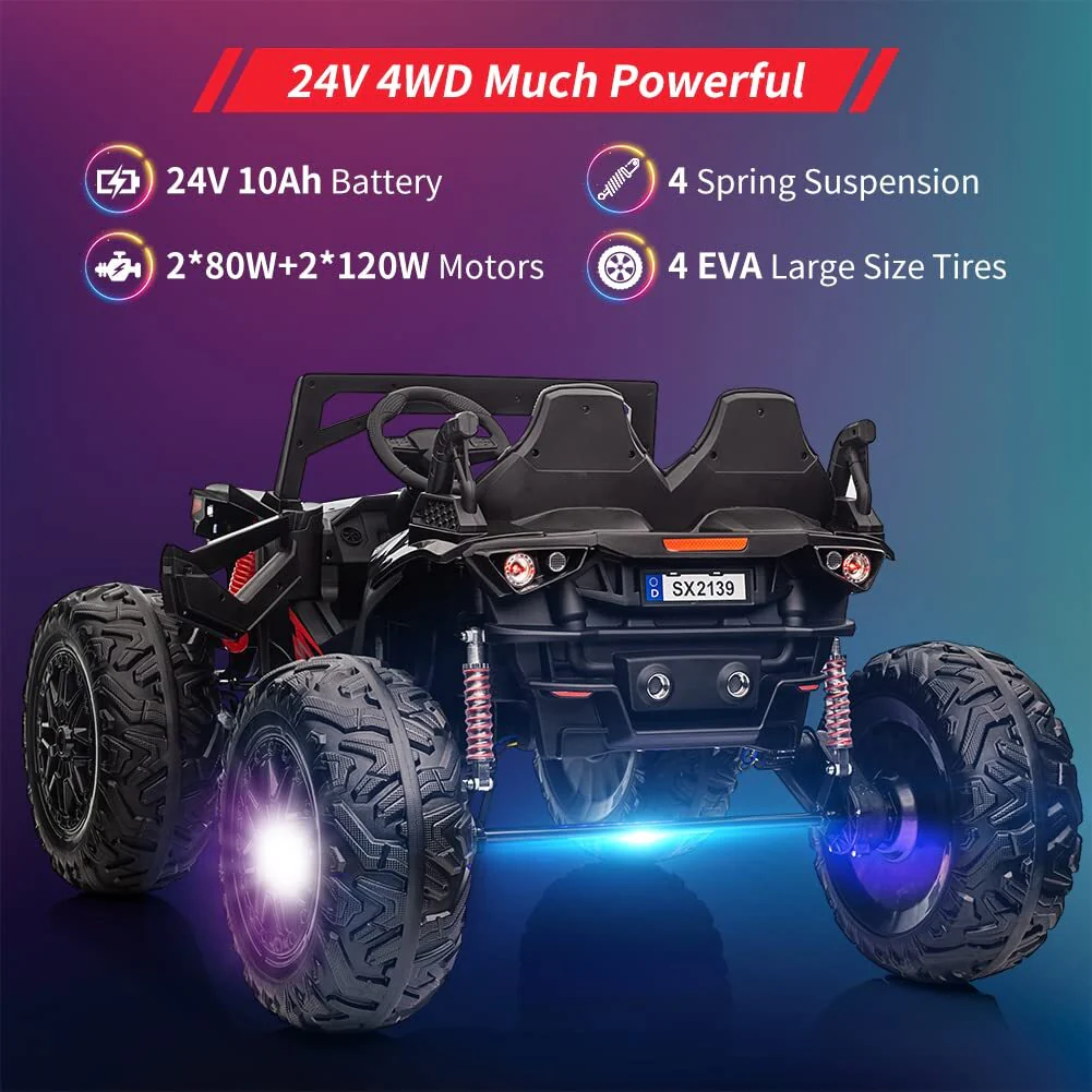 24V Electric Ride-On Truck for Kids with 2 Seats, Remote Control, and Built-In Music - Image 5