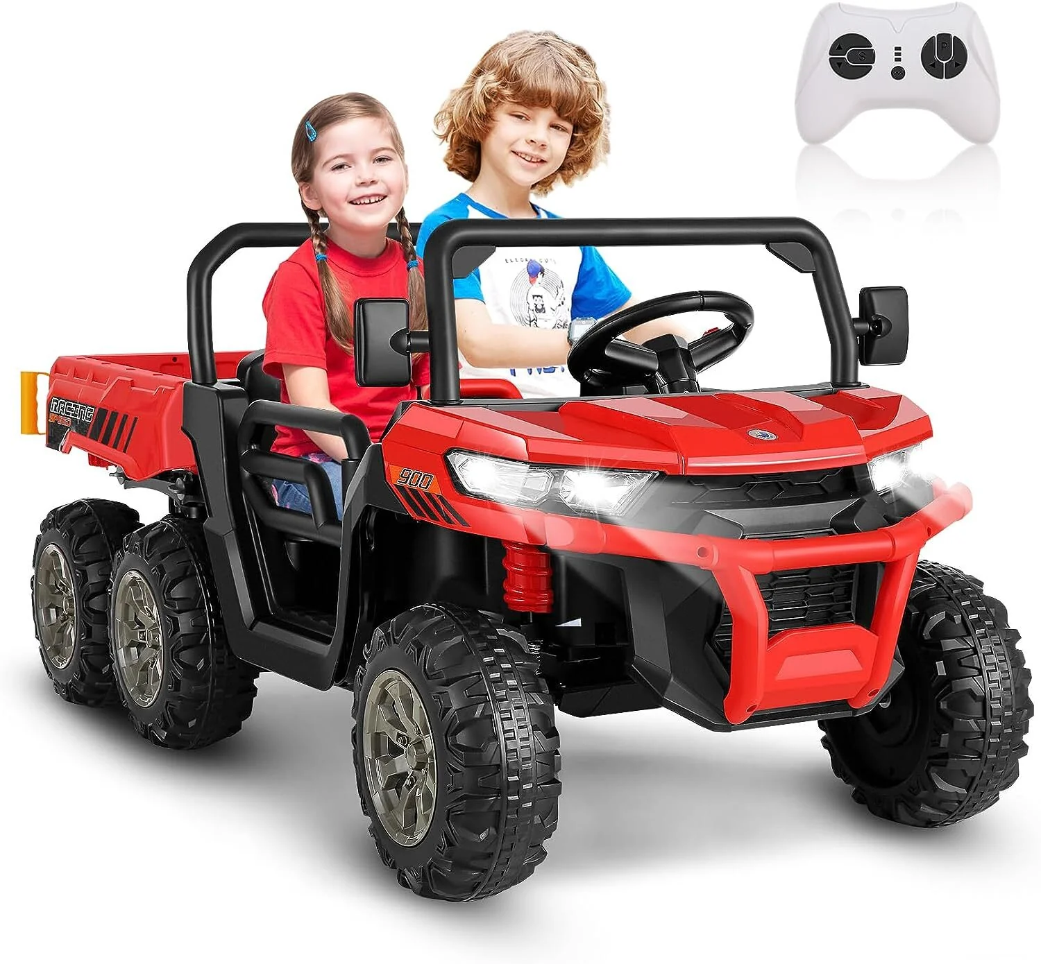 24V Battery-Powered 6-Wheeler Ride-On Dump Truck UTV with 4WD, Remote Control, and LED Lights - Image 7