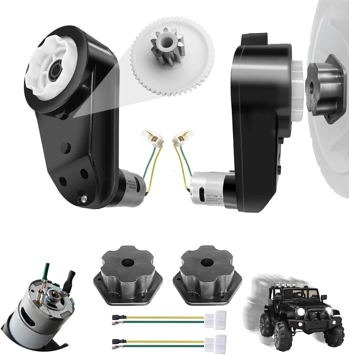 24V RS555 Dual Motor Gearbox 35000RPM with Accessories for Toy Car Upgrade - Image 3