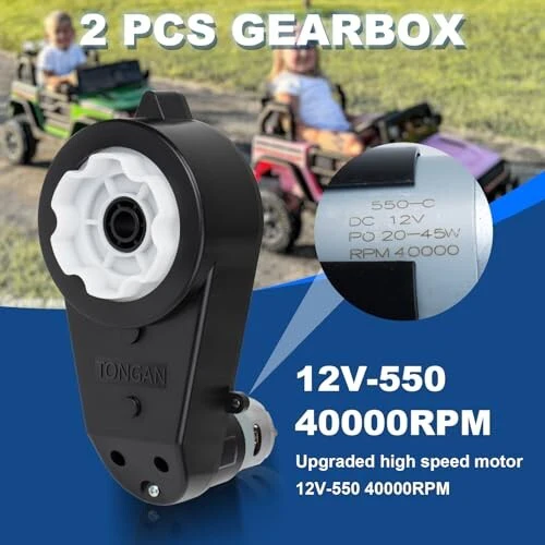 2-Pack 12V High-Speed 40000RPM Motor and Gearbox for Kids Ride-On Car Upgrade - Image 4