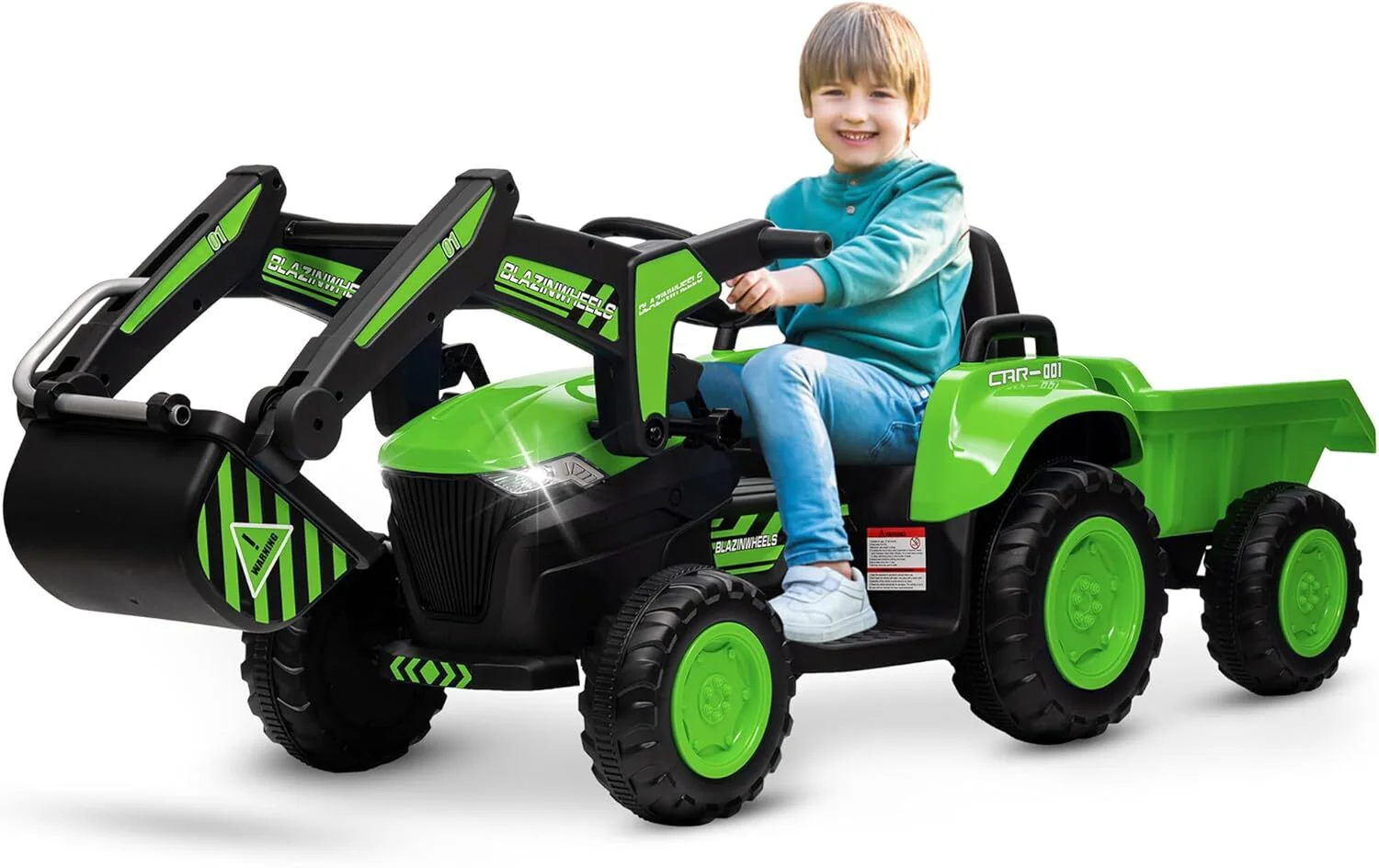 3-in-1 Kids Electric Ride-On Tractor with Excavator, Bulldozer, Remote Control, and Trailer 12V - Image 8