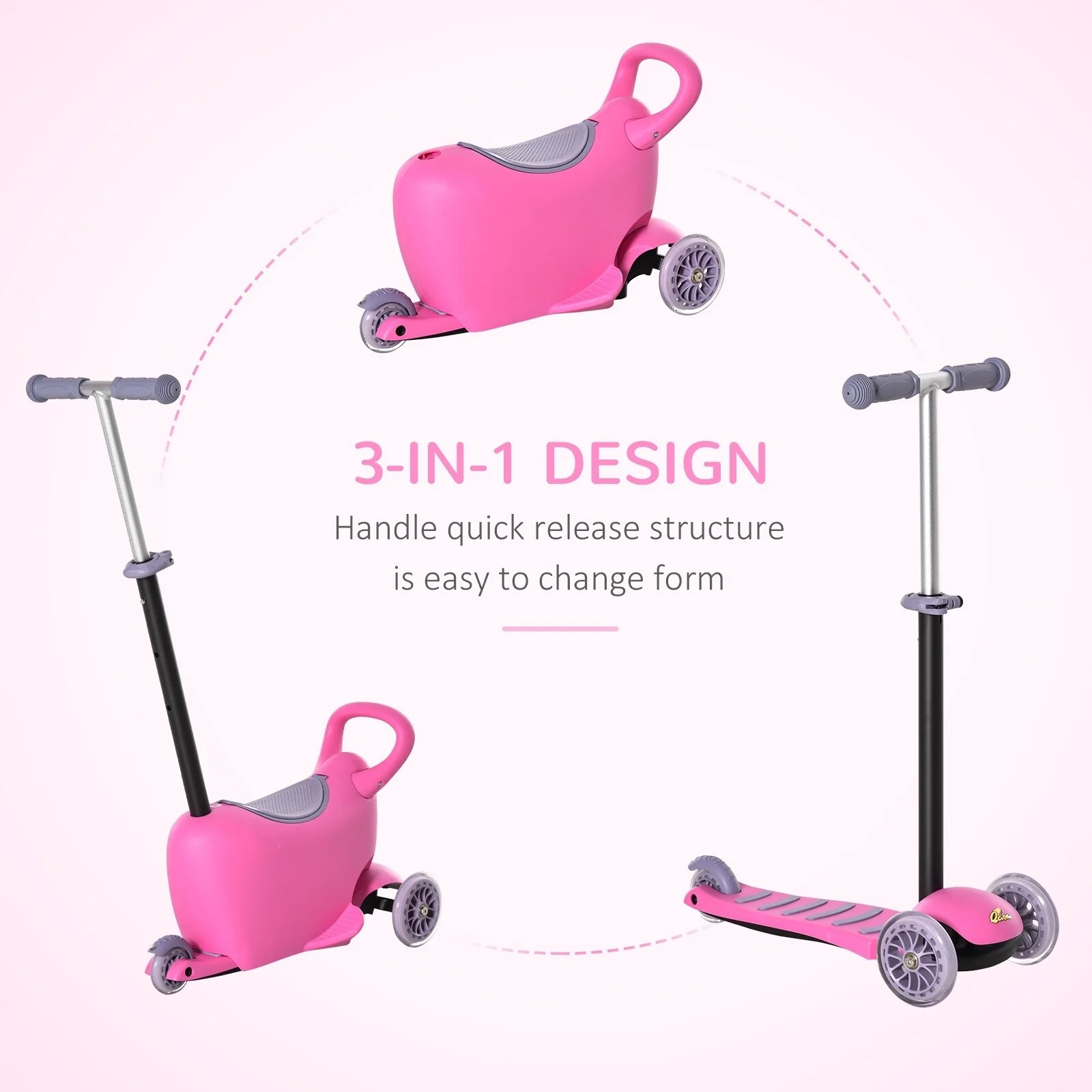 3-in-1 Kids Ride-On Push Car Scooter Sliding Walker with Adjustable Handlebar - Image 4