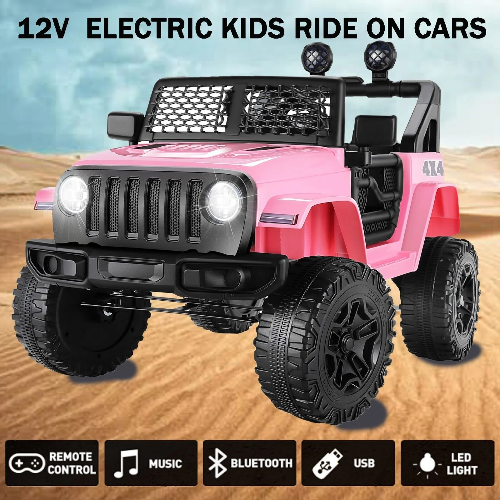 3-Speed Electric Kids Ride On Car with Remote Control and USB LED Light - Perfect for Little Drivers! - Image 3