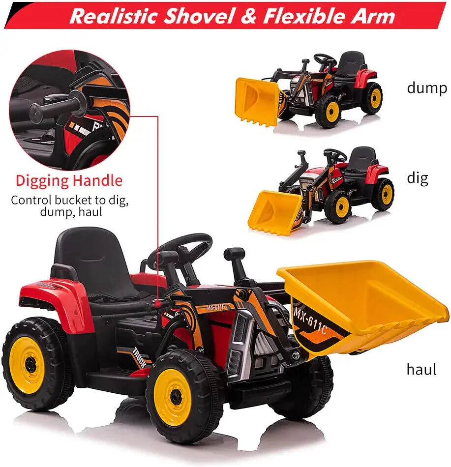 3-Speed Kids Ride-On Excavator with Music and Tractor Design for Outdoor Fun - Image 5