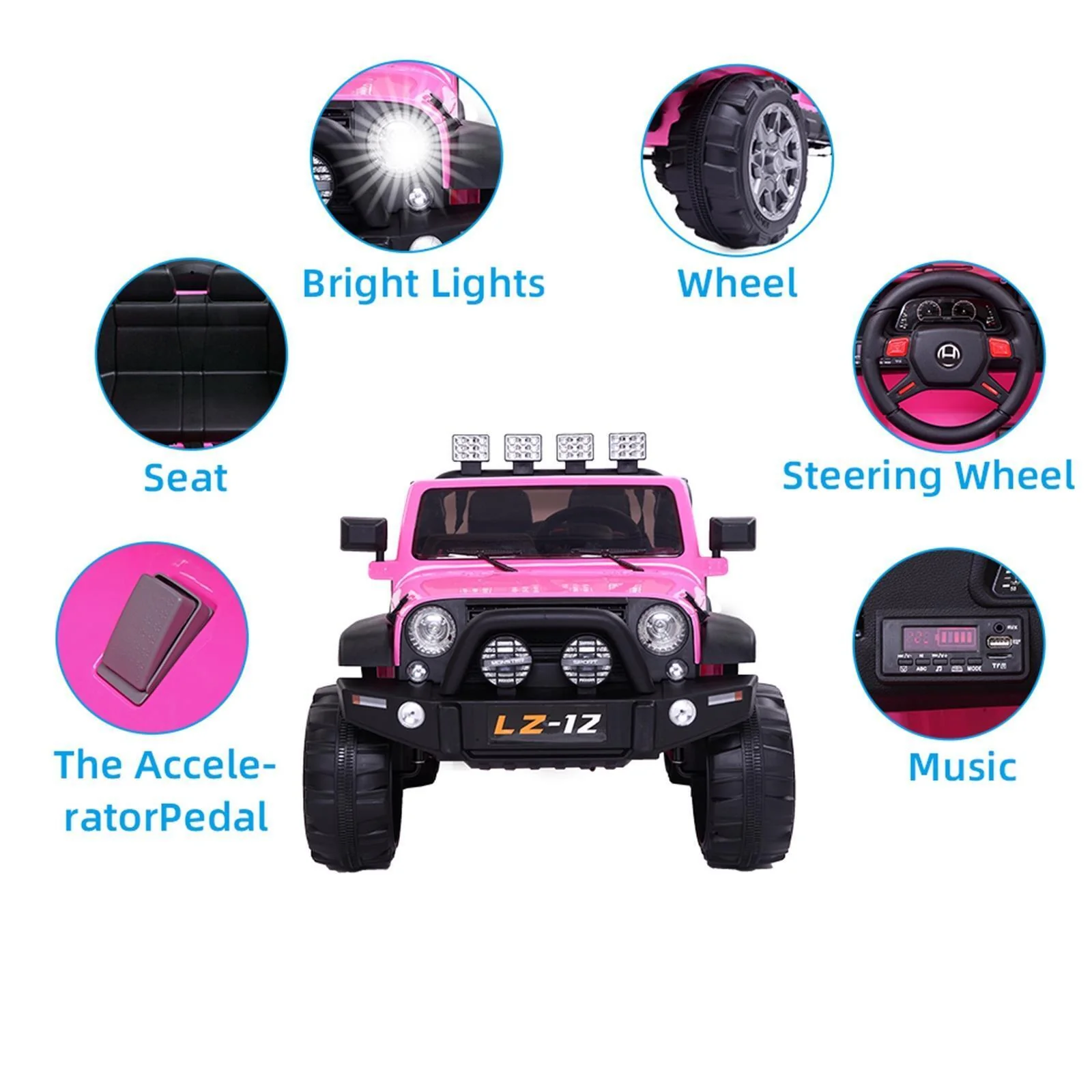 3-Speed Pink Electric Ride-On Car for Kids with Remote Control - Safe and Fun! - Image 8