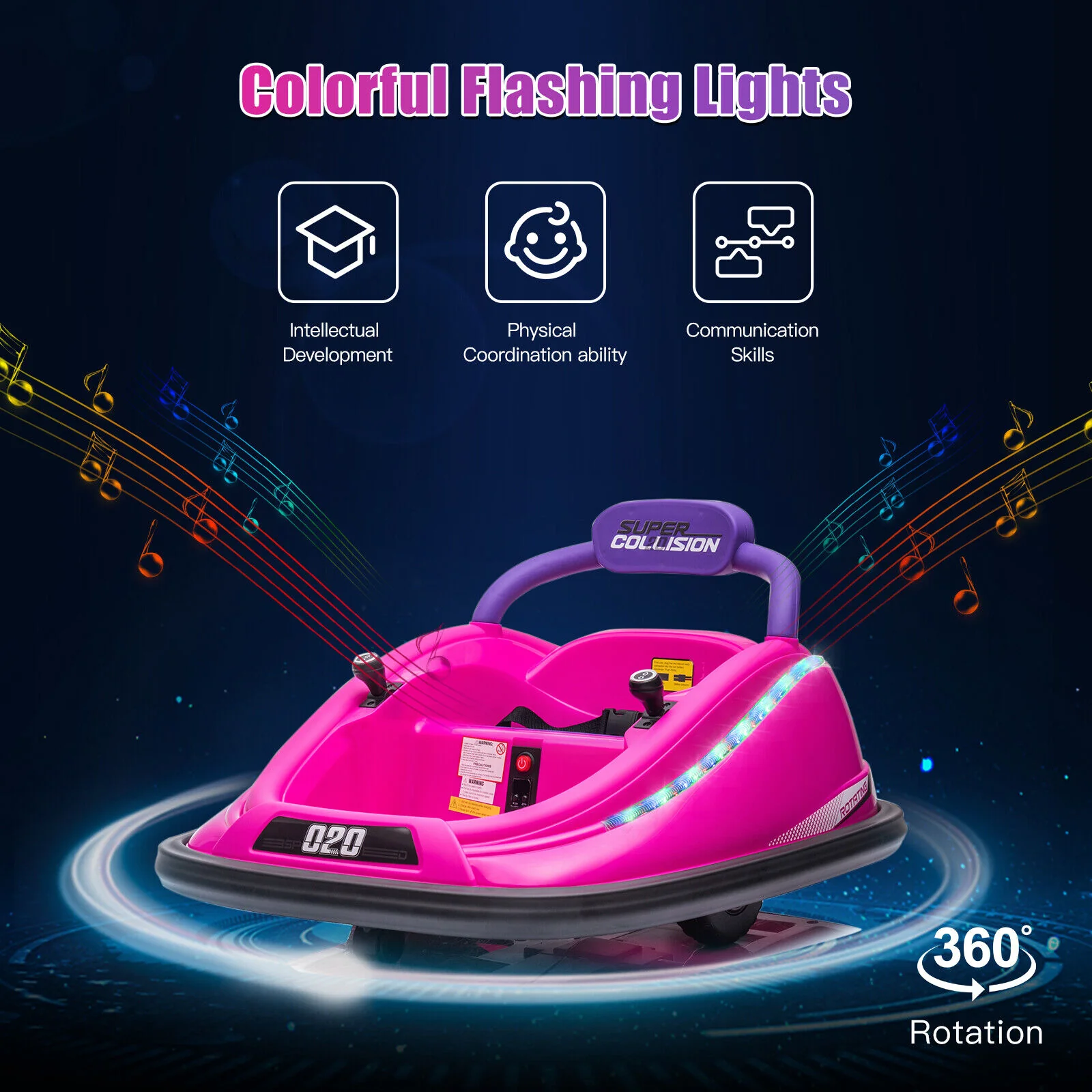 360° Electric Bumper Car for Kids & Toddlers with Remote Control - 2 Modes - Image 4