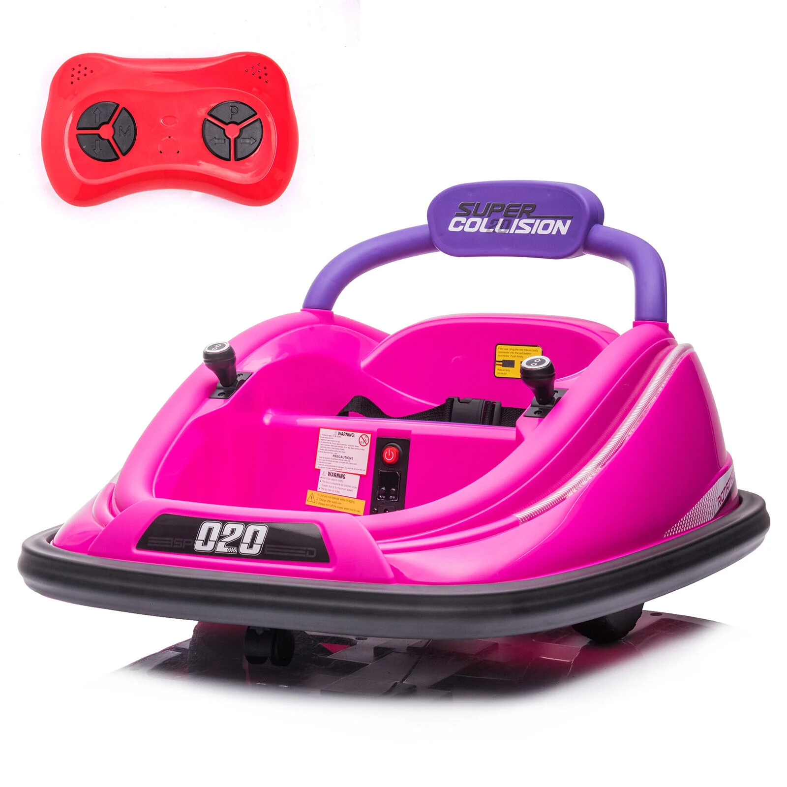 360° Rotating Kids Bumper Car with Remote Control and LED Lights - 12V Twin Motor Ride On Toy - Image 15