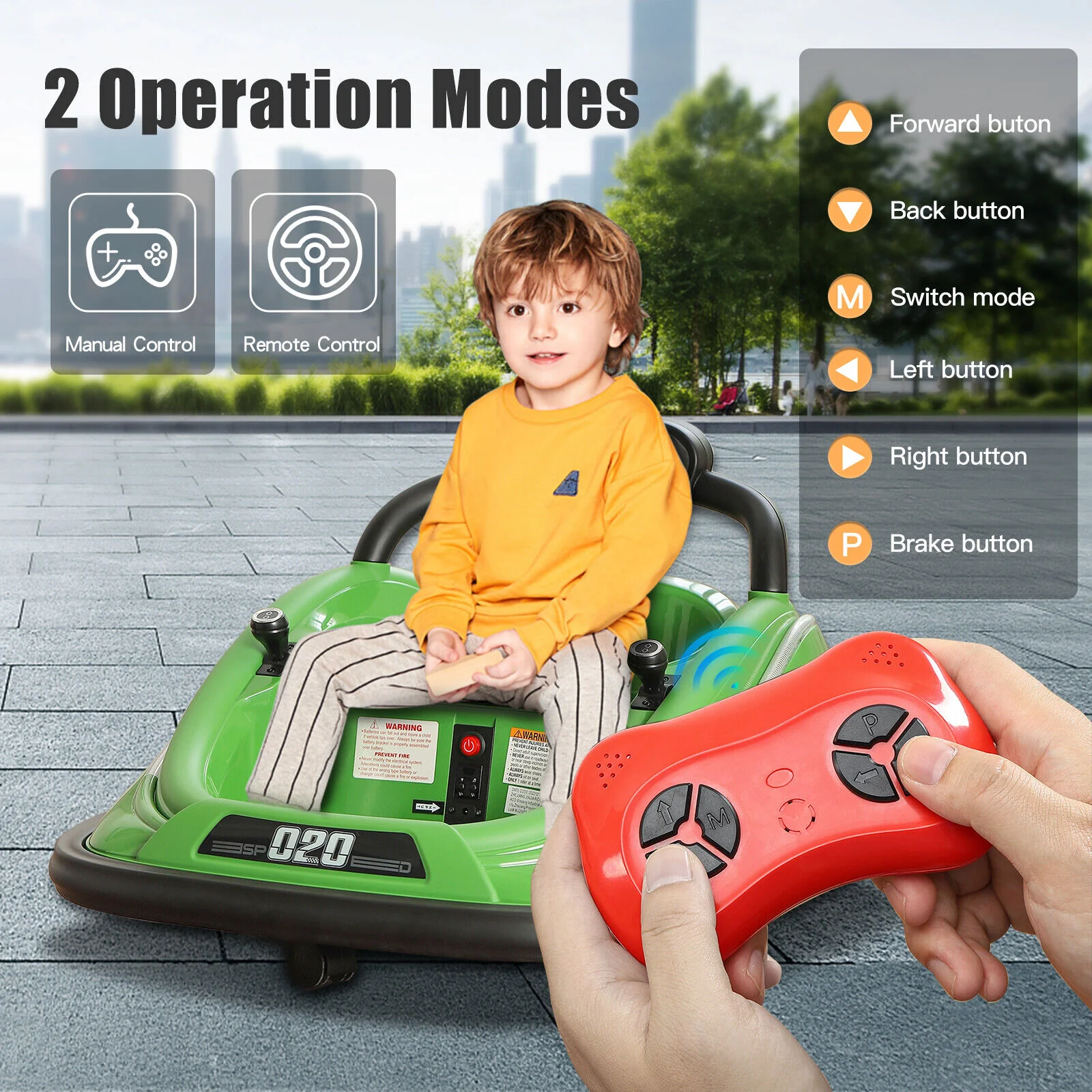 360° Rotating LED Bumper Car for Kids with Twin Motors and Parental Remote Control - Image 3