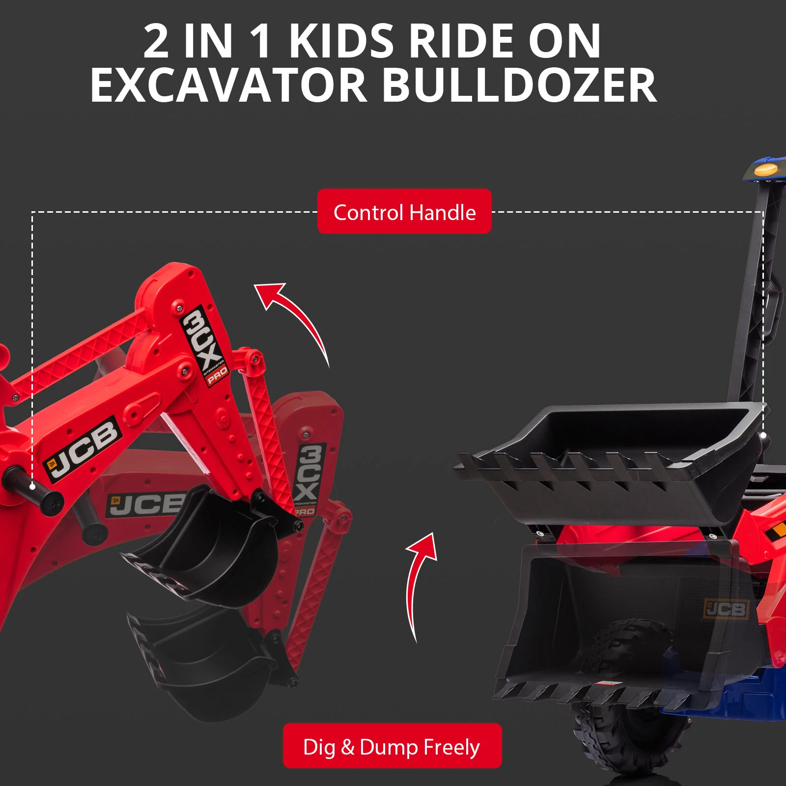12V Kids Electric Ride-On Excavator with Front Loader and Digger Toy Vehicle - Image 10