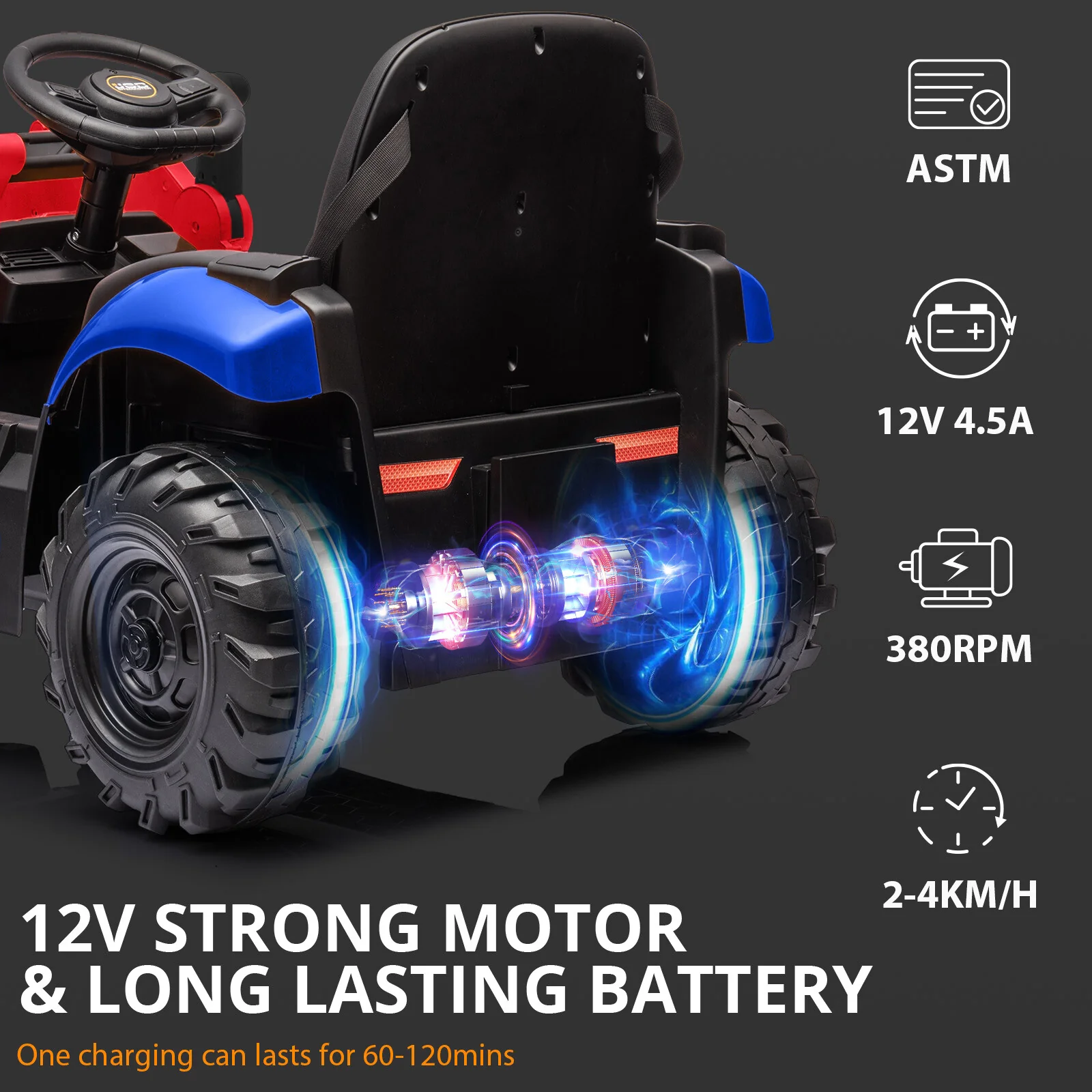 12V Kids Electric Ride-On Excavator with Front Loader and Digger Toy Vehicle - Image 11