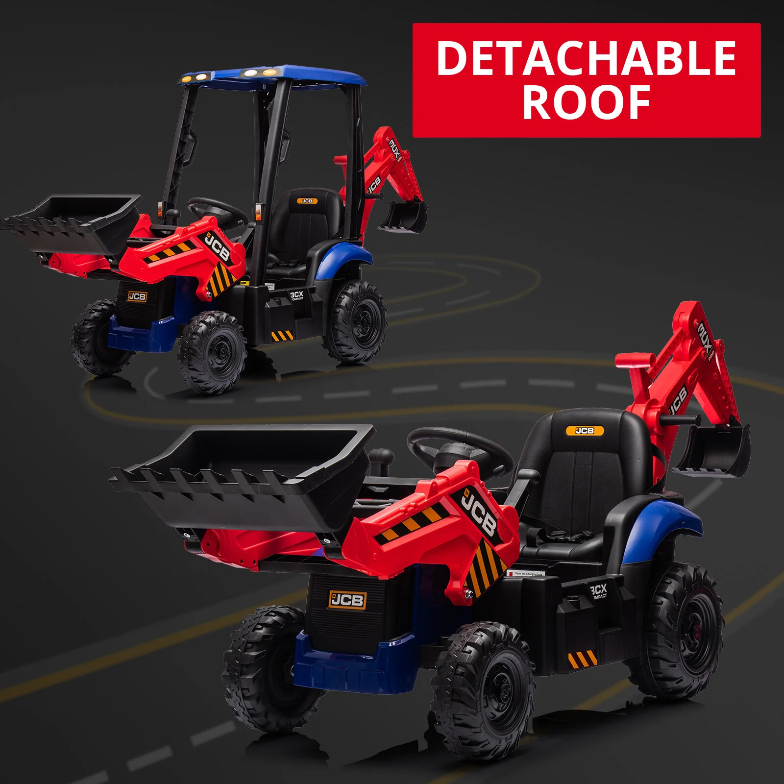 12V Kids Electric Ride-On Excavator with Front Loader and Digger Toy Vehicle - Image 14