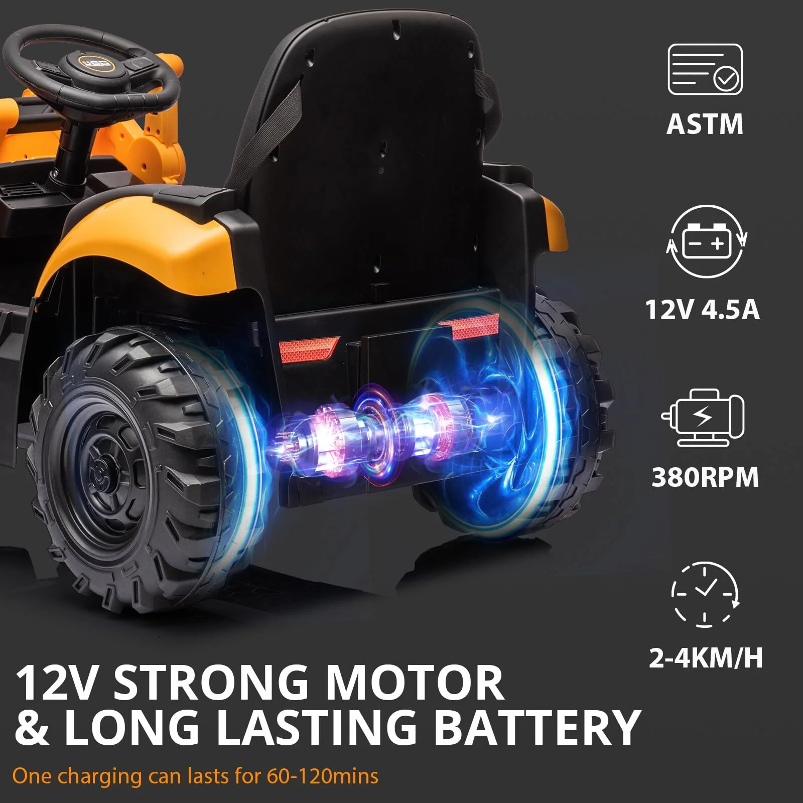 12V Kids Electric Ride-On Excavator with Front Loader and Digger Toy Vehicle - Image 16