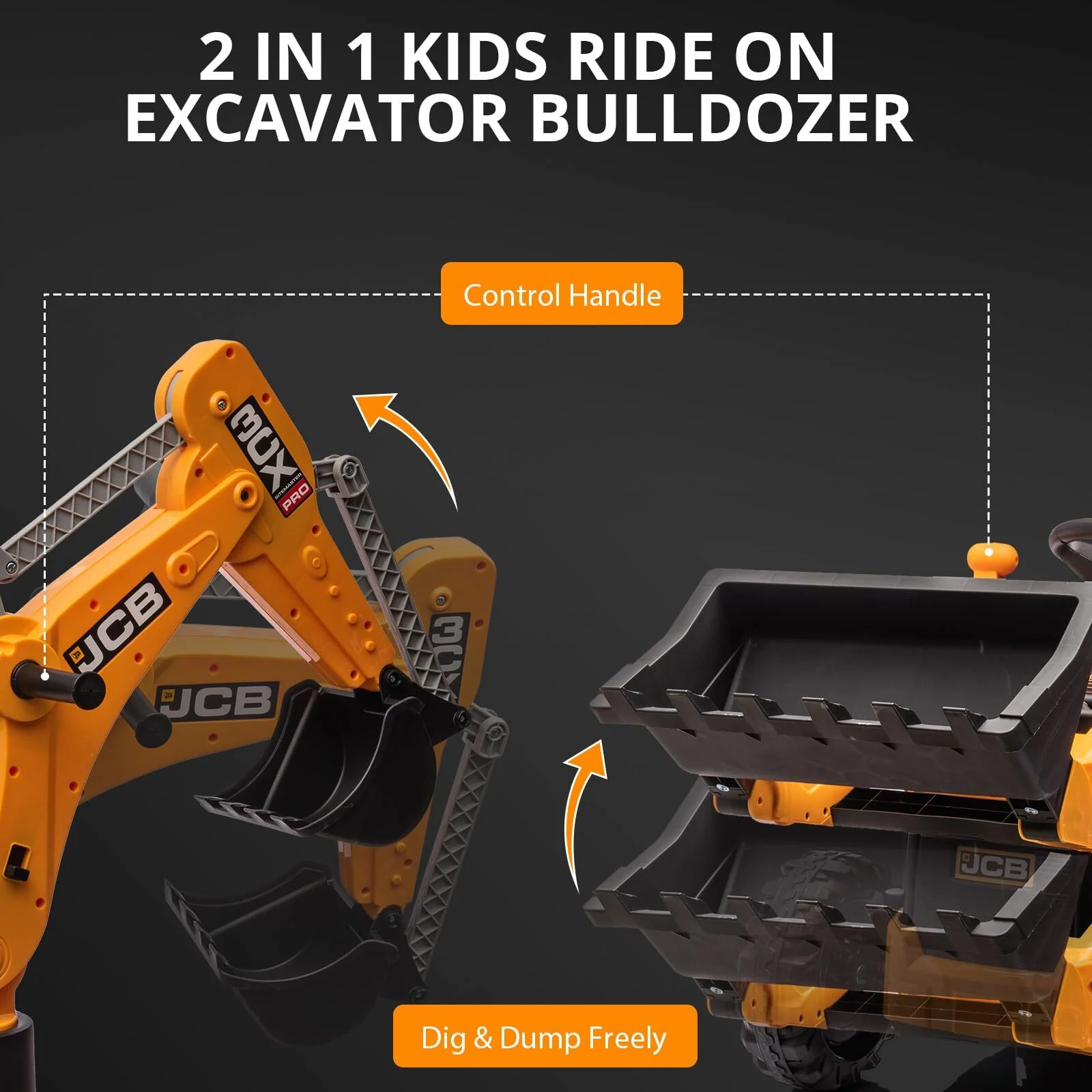 12V Kids Electric Ride-On Excavator with Front Loader and Digger Toy Vehicle - Image 17