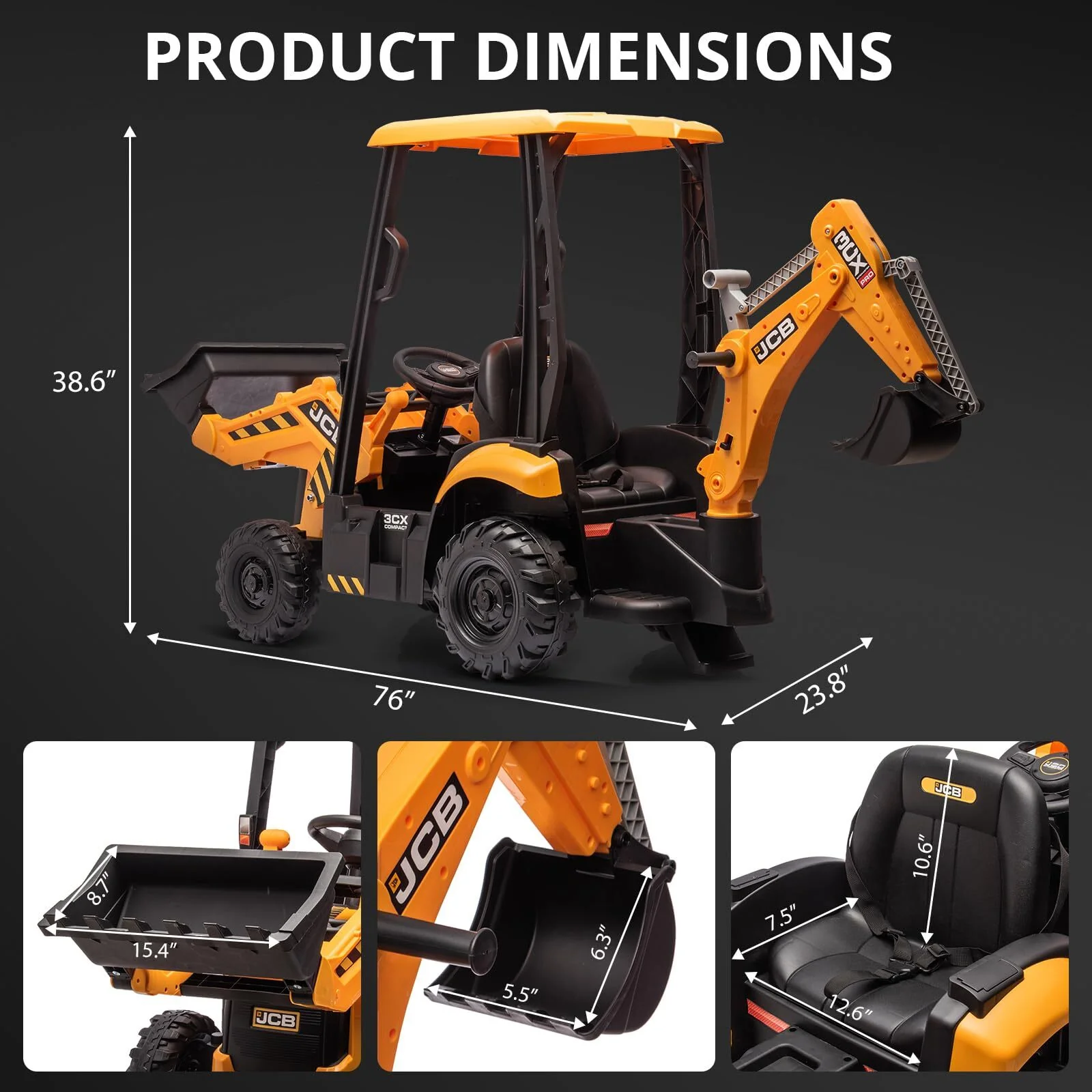 12V Kids Electric Ride-On Excavator with Front Loader and Digger Toy Vehicle - Image 19