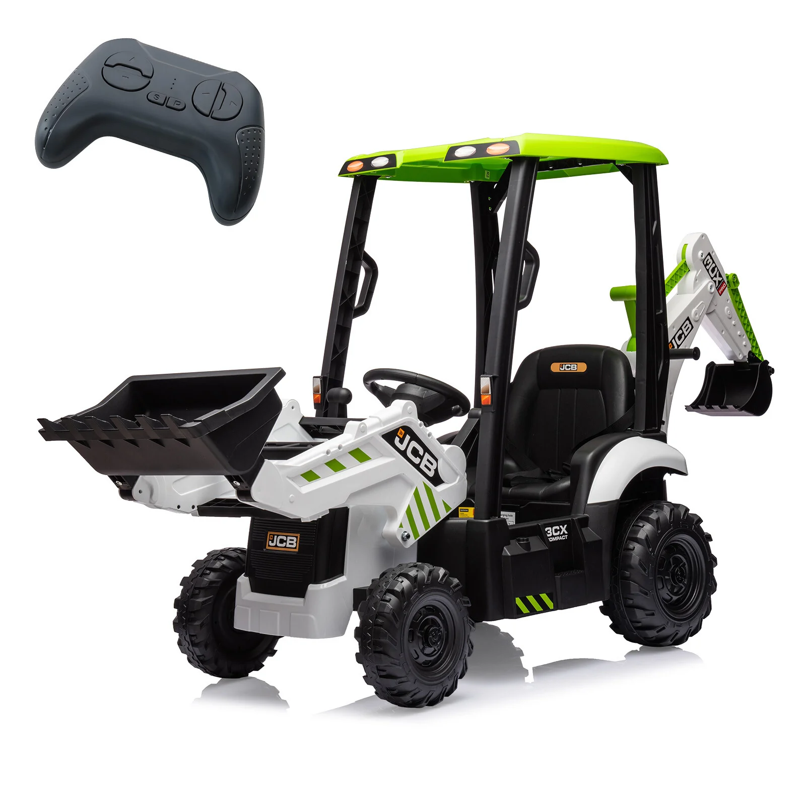 12V Kids Electric Ride-On Excavator with Front Loader and Digger Toy Vehicle - Image 2