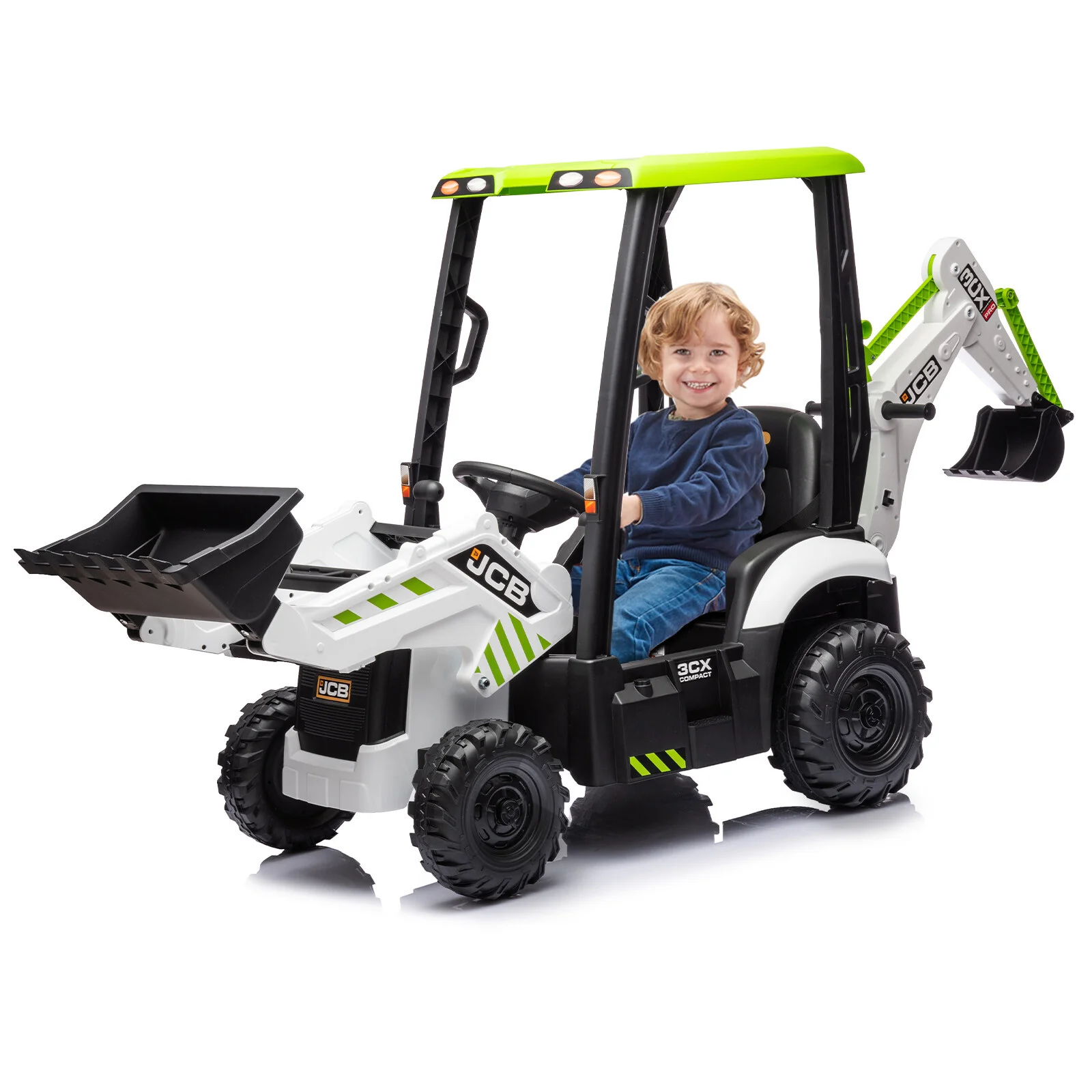 12V Kids Electric Ride-On Excavator with Front Loader and Digger Toy Vehicle - Image 3