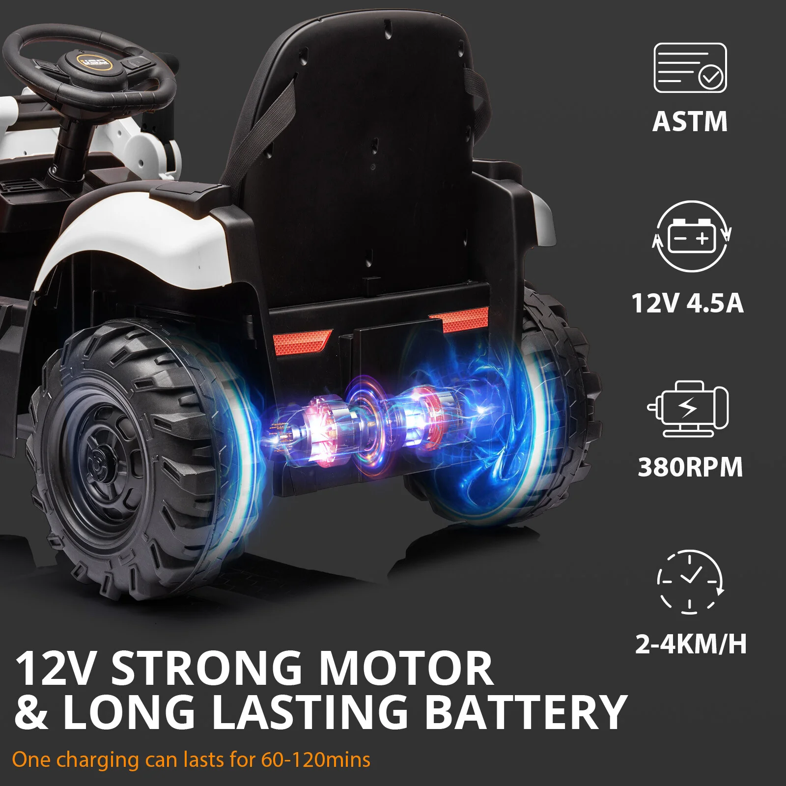 12V Kids Electric Ride-On Excavator with Front Loader and Digger Toy Vehicle - Image 5