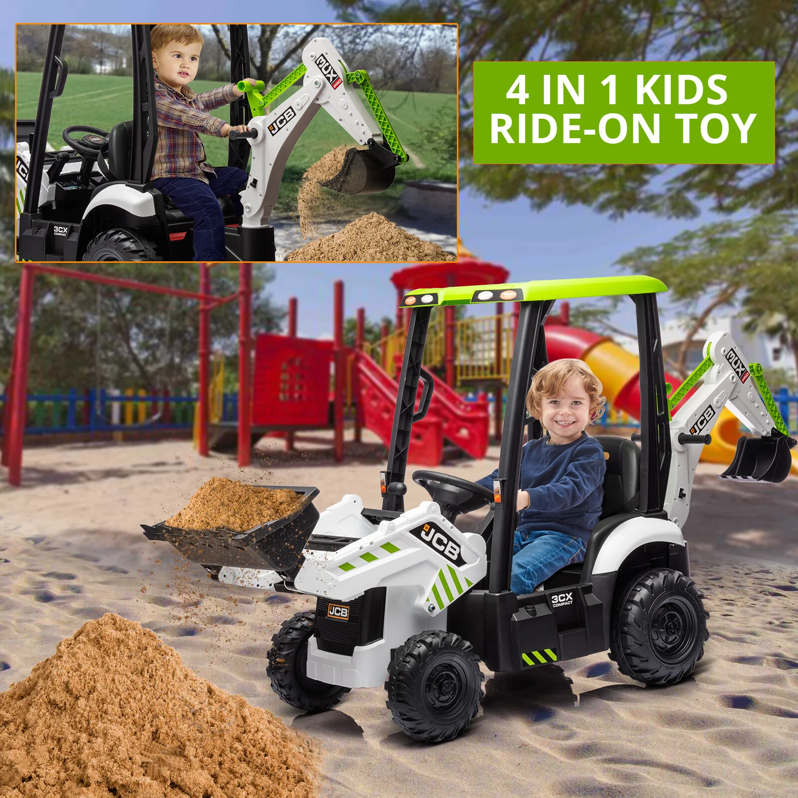 12V Kids Electric Ride-On Excavator with Front Loader and Digger Toy Vehicle - Image 7
