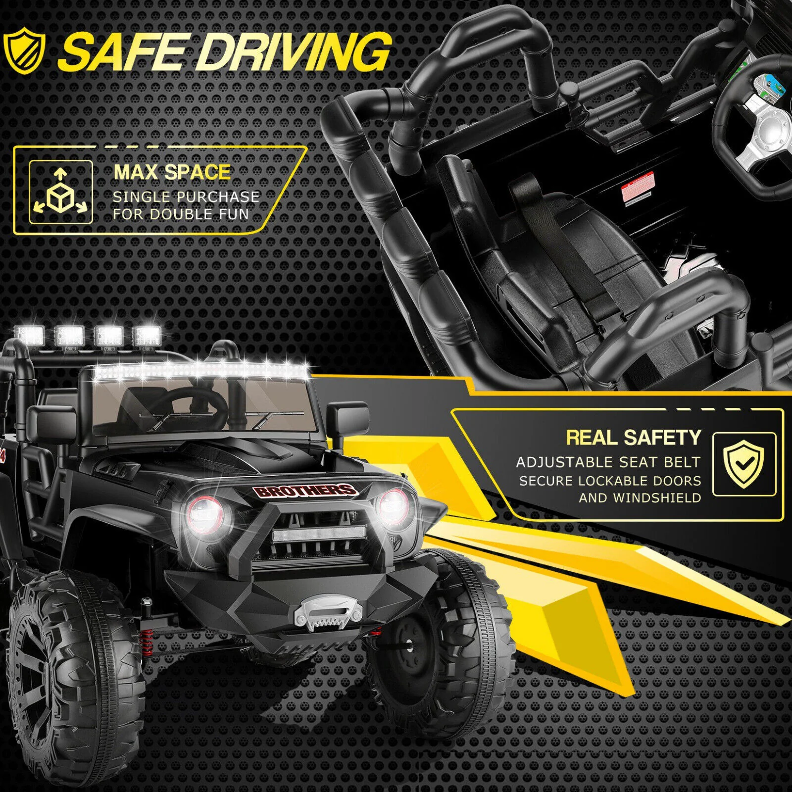 400W 2-Seater Electric Ride-On Jeep for Kids with LED Lights - 24V - Image 14