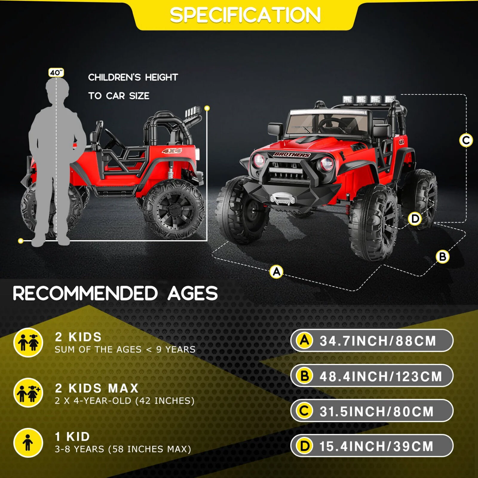 400W Electric JEEP Ride-On Car for Kids with Bluetooth, Remote Control, and LED Lights - Image 26