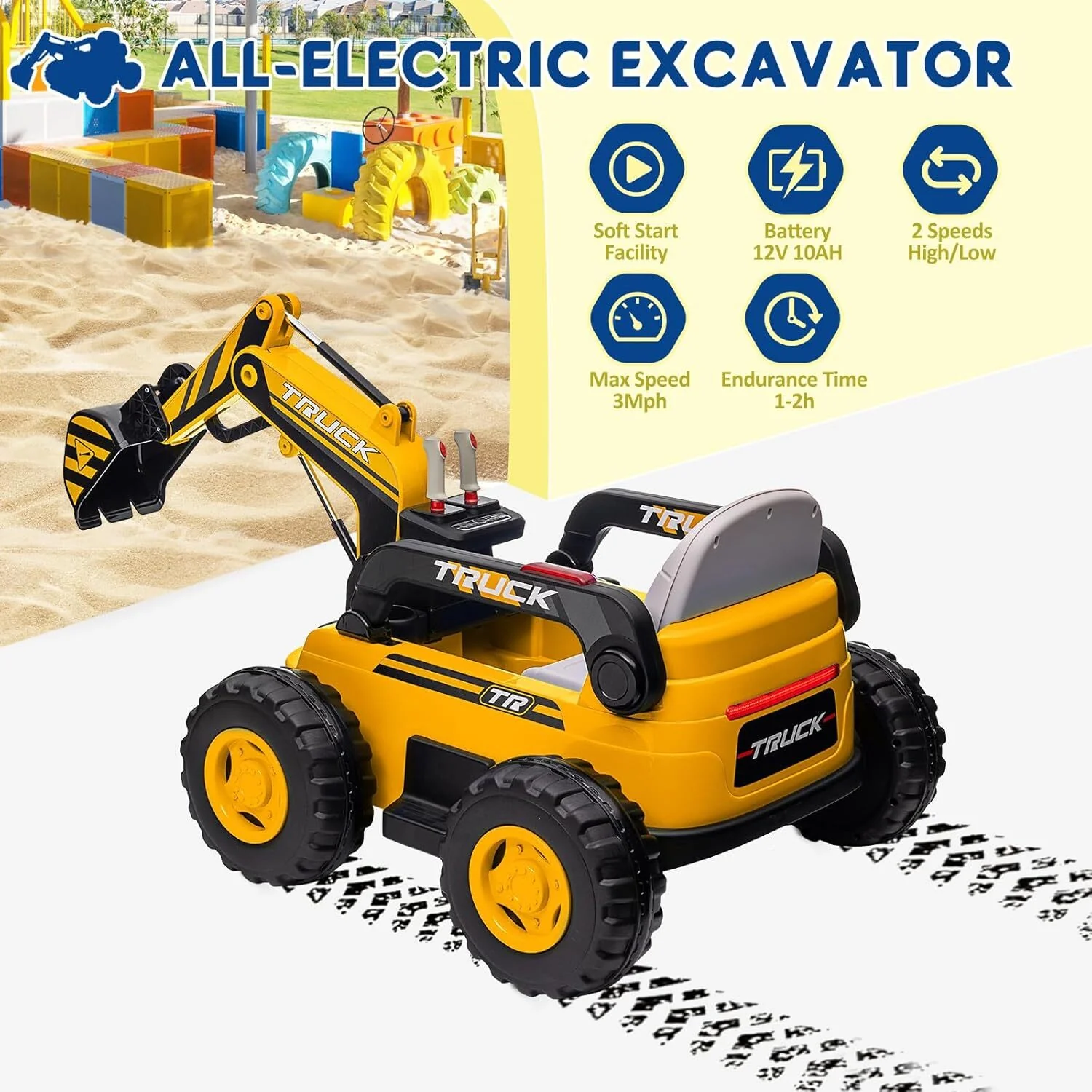 12V Battery-Powered 4WD Electric Excavator Toy Truck with Remote Control - Image 14
