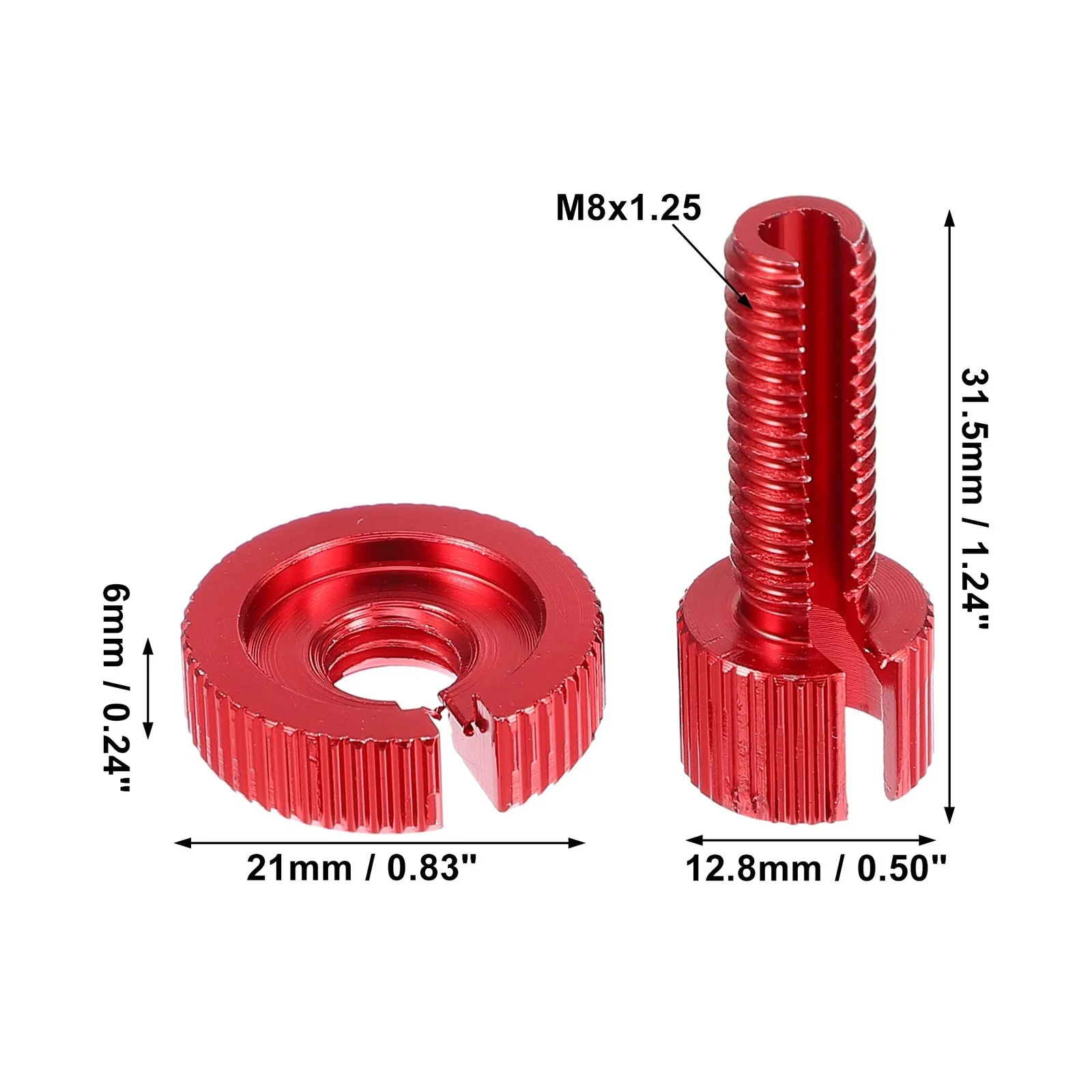 6 Pack M8 Brake and Clutch Cable Line Adjuster Screws with Slotted Features - Image 7