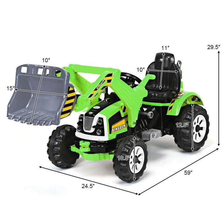 66 lbs Durable 12V Battery-Powered Kids Ride-On Dumper Truck in Green - Image 4