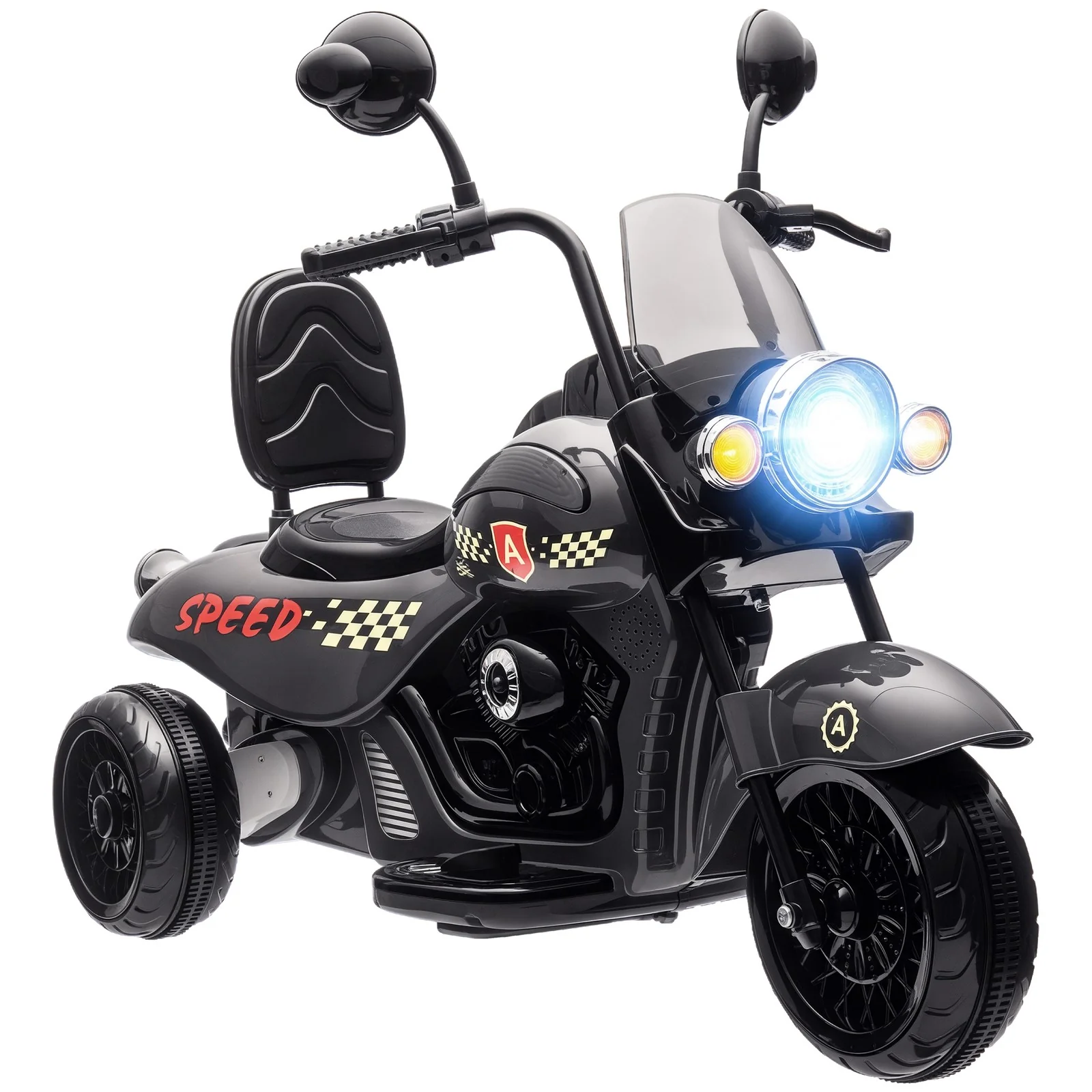 6V 3-Wheel Electric Kids Motorcycle with Headlights and Music Gray