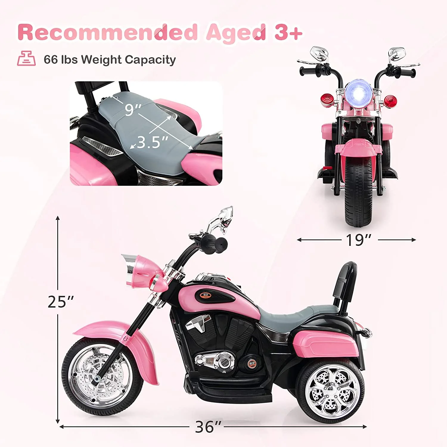 6V Battery Powered Kids Chopper Motorcycle with Pedal Switch - Image 8