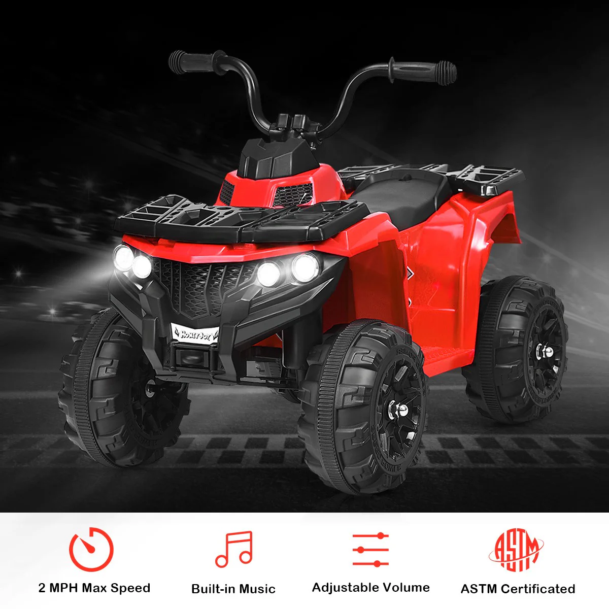 6V Battery Powered Kids Ride-On ATV 4 Wheeler Quad with MP3 and LED Headlight Red - Image 5