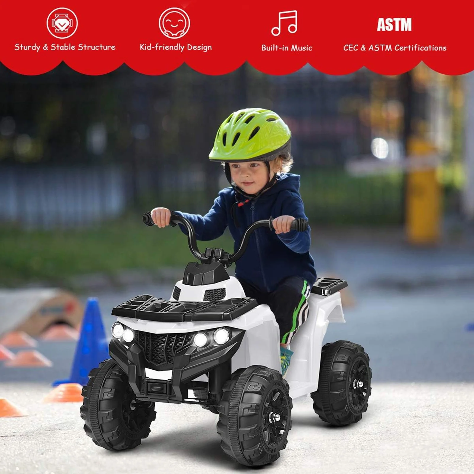 6V Battery Powered Kids Ride-On ATV 4-Wheeler Quad with MP3 and LED Headlight - Image 5
