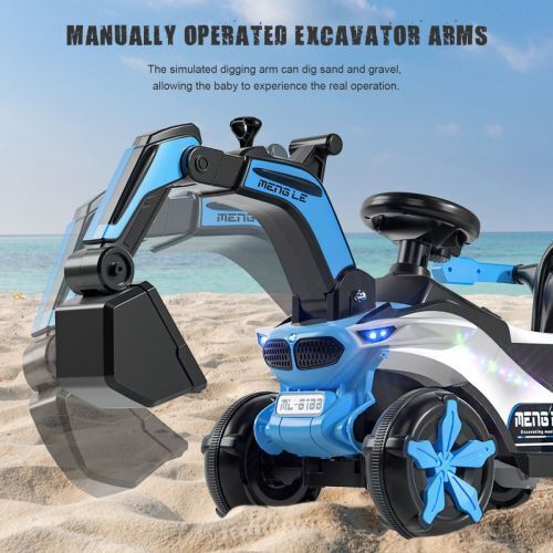 6v Electric Excavator Toy Car with Bluetooth and Rear Reserve Box for Kids - Image 11
