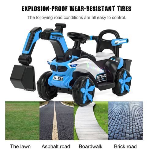 6v Electric Excavator Toy Car with Bluetooth and Rear Reserve Box for Kids - Image 12