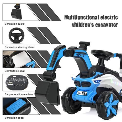 6v Electric Excavator Toy Car with Bluetooth and Rear Reserve Box for Kids - Image 17