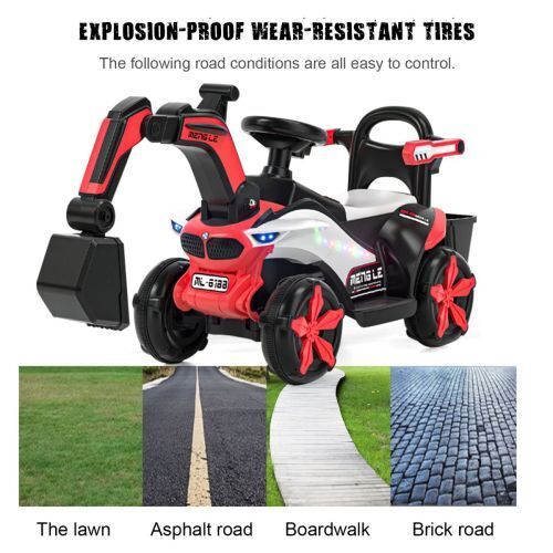 6v Electric Excavator Toy Car with Bluetooth and Rear Reserve Box for Kids - Image 4
